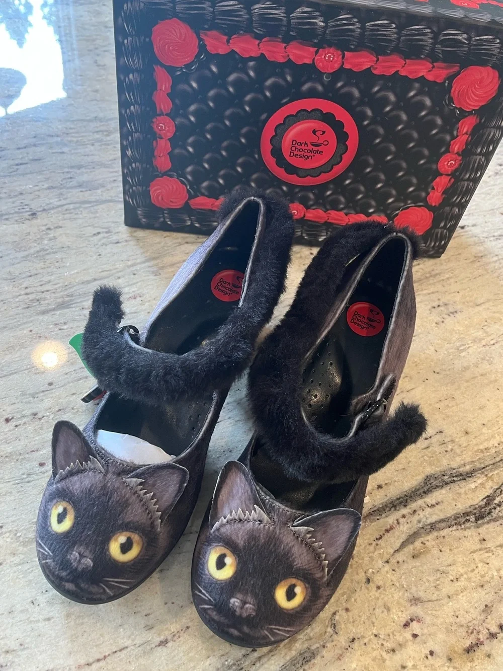 NWT Dark Chocolate design Hot Chocolate Design cat noir heels